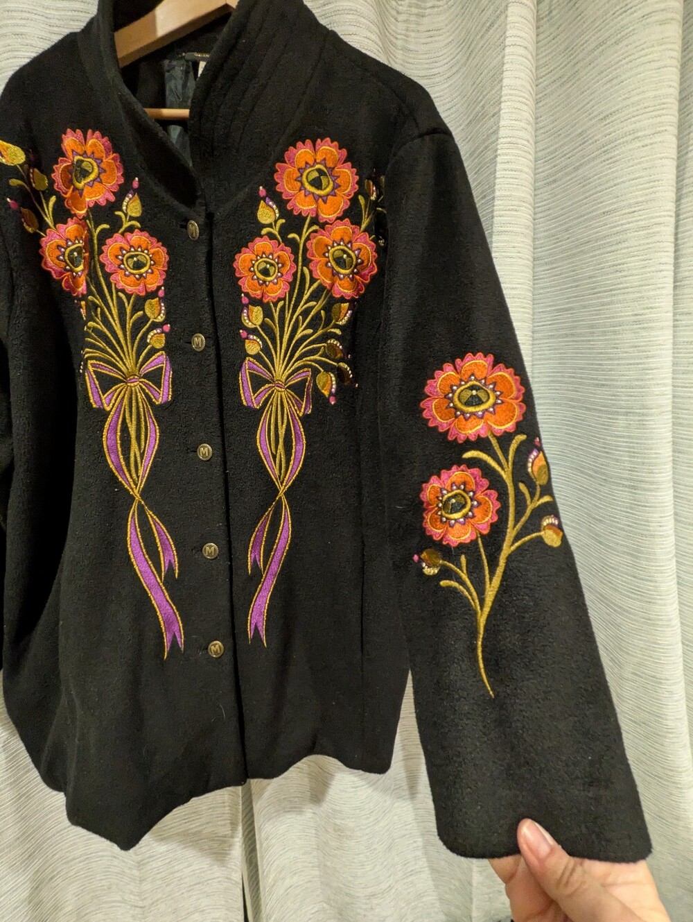 Bob Mackie Wearable Art Embroidered Floral Jacket - 2X